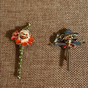 Enamel Clown / scarecrow Hat Hair Pin/ brooches.